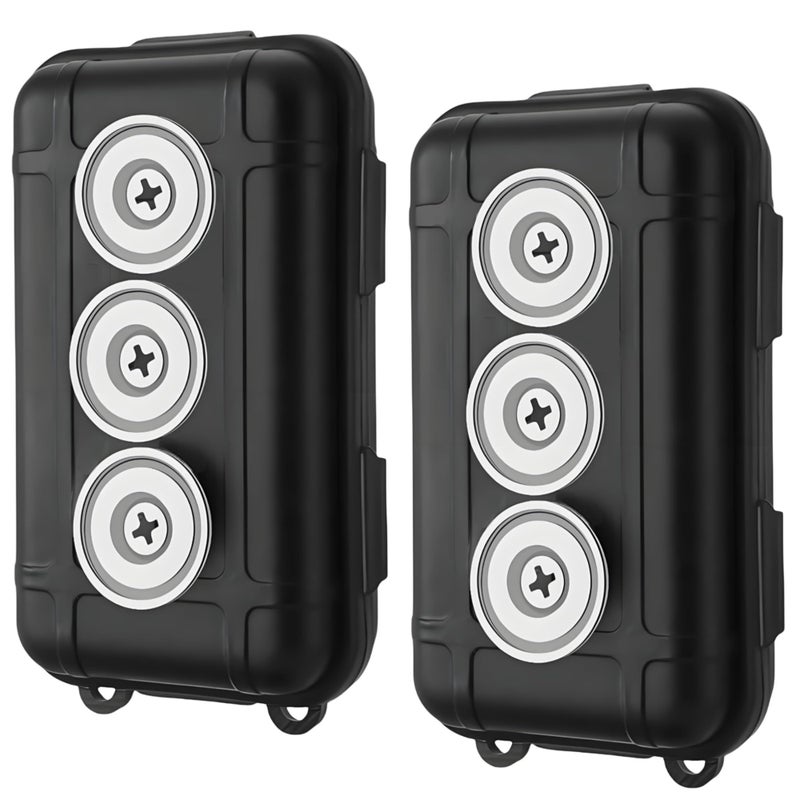 Riomhorry 2 Pcs Magnetic Key Holders Under Car, Hide Key Magnetic Box for Storage Key Indoors, Outdoors, Waterproof Hider Key on The Bottom of Car - Image 1