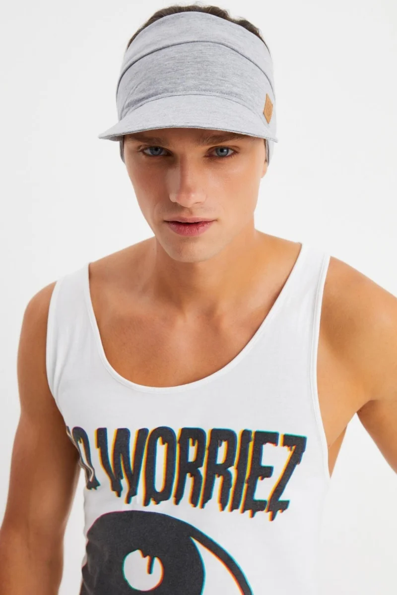 Babygiz Light Gray Men's UV Protected Foldable Open Top Soft Brim 100% Cotton Combed Tennis Visor Hat