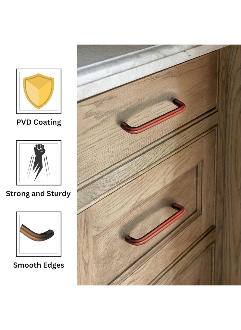 HOMRA HOMRA Stainless Steel 6 Inches Kitchen Cabinet Drawer Handles PVD Matt Rose Gold Finish Handles Furniture Door Pull Handles Pack of 4 Pieces  - Image 3