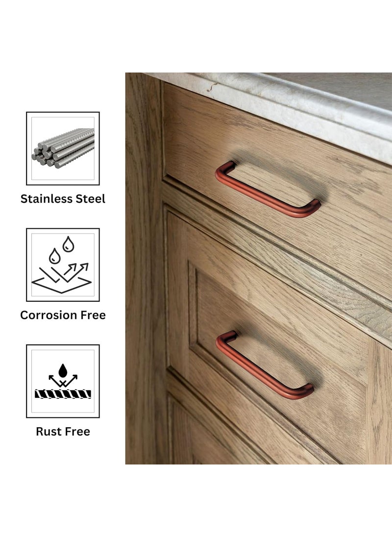 HOMRA HOMRA Stainless Steel 6 Inches Kitchen Cabinet Drawer Handles PVD Matt Rose Gold Finish Handles Furniture Door Pull Handles Pack of 4 Pieces  - Image 4