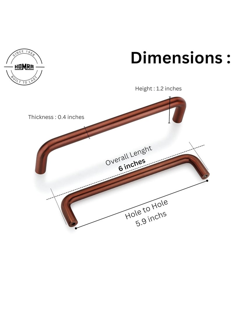 HOMRA HOMRA Stainless Steel 6 Inches Kitchen Cabinet Drawer Handles PVD Matt Rose Gold Finish Handles Furniture Door Pull Handles Pack of 4 Pieces  - Image 2