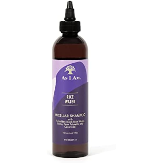 As I Am Rice Water Shampoo 8 oz - with Forbidden Black Rice, Saw Palmetto, Biotin - Gentle Cleanser - Moisturizing - Vegan & Cruelty Free - Sulfate Free - Paraben Free - For All Hair Types