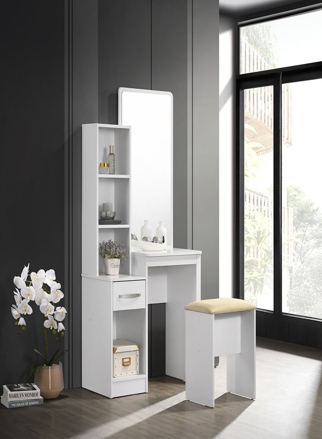 Home Box Kulltorp 2-Piece Plus Dresser With Mirror And Stool Set 79.5x163x39.5 cm - Image 1