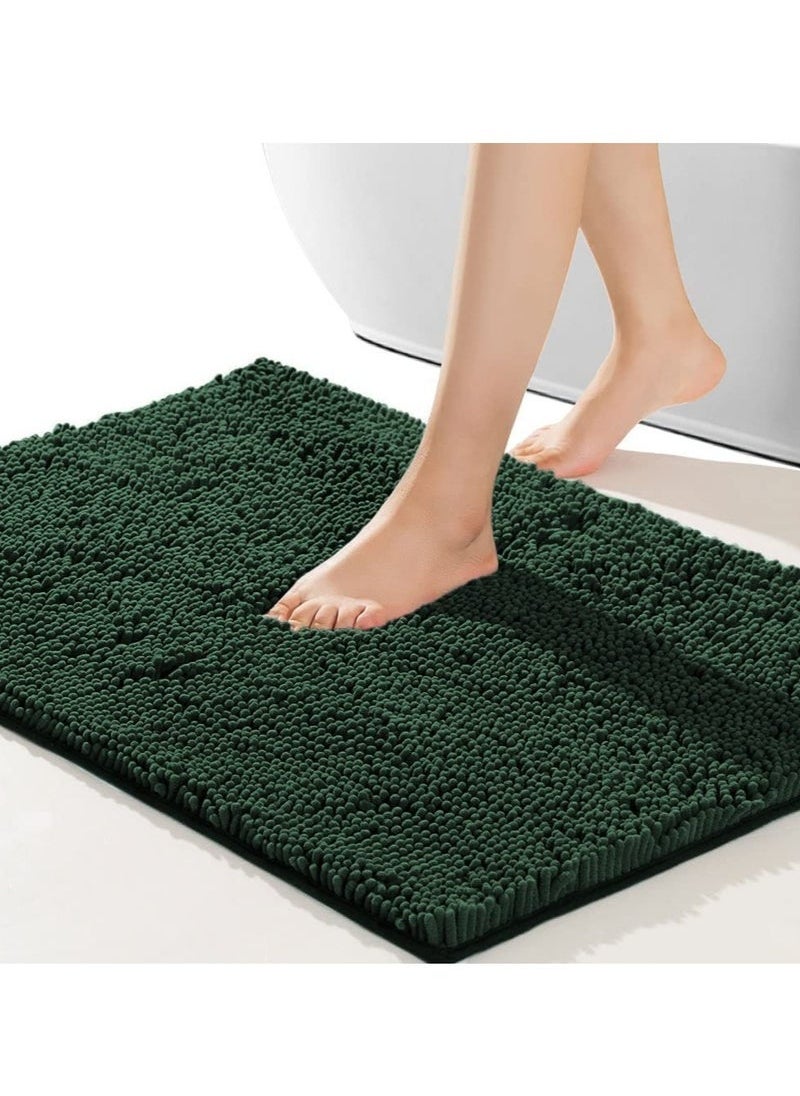 Captaintech Bathroom Rug，80x50 Anti-slip Bath Mat，Doormat，Soft and Cozy Rug，Bathroom Durable Thick Bath Towel，Easier to Dry，Bathtub Rug (Dark Green)  - Image 1