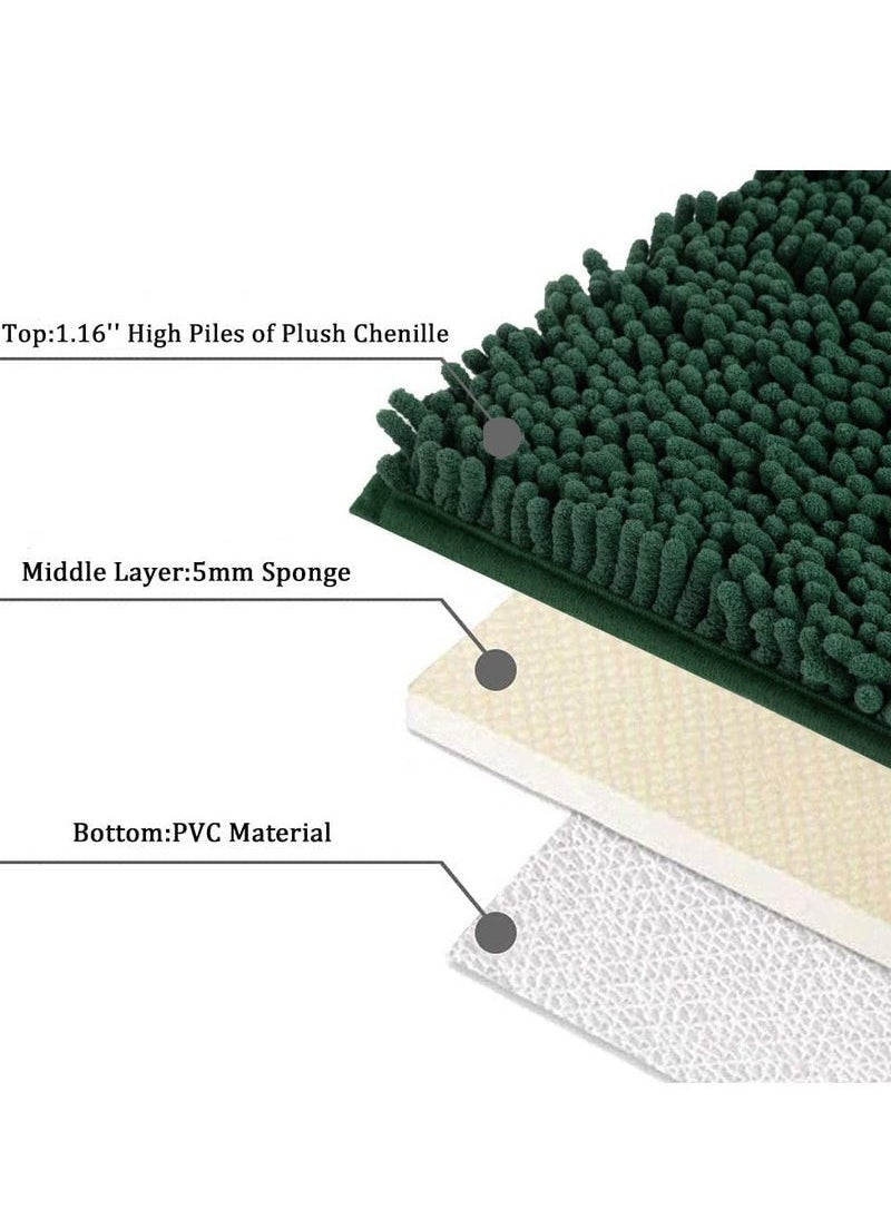 Captaintech Bathroom Rug，80x50 Anti-slip Bath Mat，Doormat，Soft and Cozy Rug，Bathroom Durable Thick Bath Towel，Easier to Dry，Bathtub Rug (Dark Green)  - Image 3
