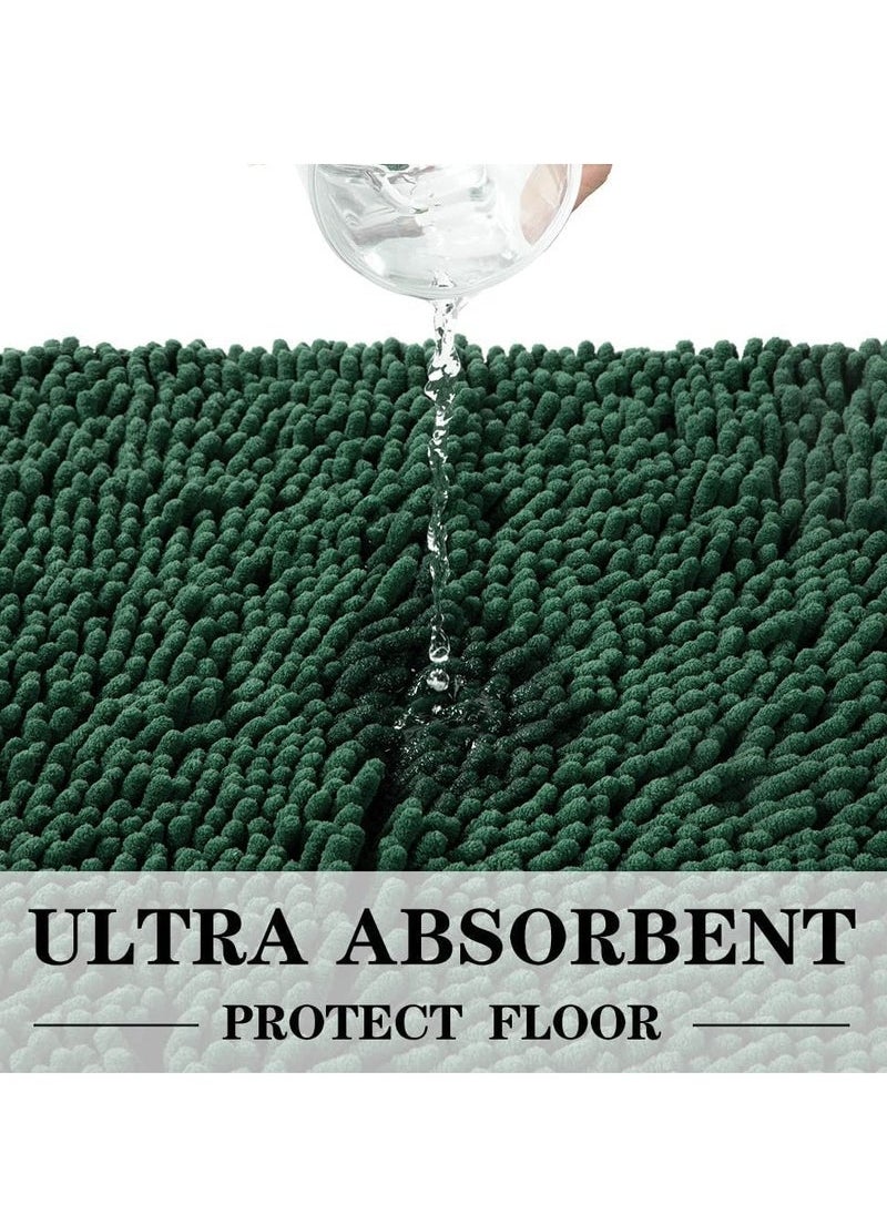 Captaintech Bathroom Rug，80x50 Anti-slip Bath Mat，Doormat，Soft and Cozy Rug，Bathroom Durable Thick Bath Towel，Easier to Dry，Bathtub Rug (Dark Green)  - Image 4