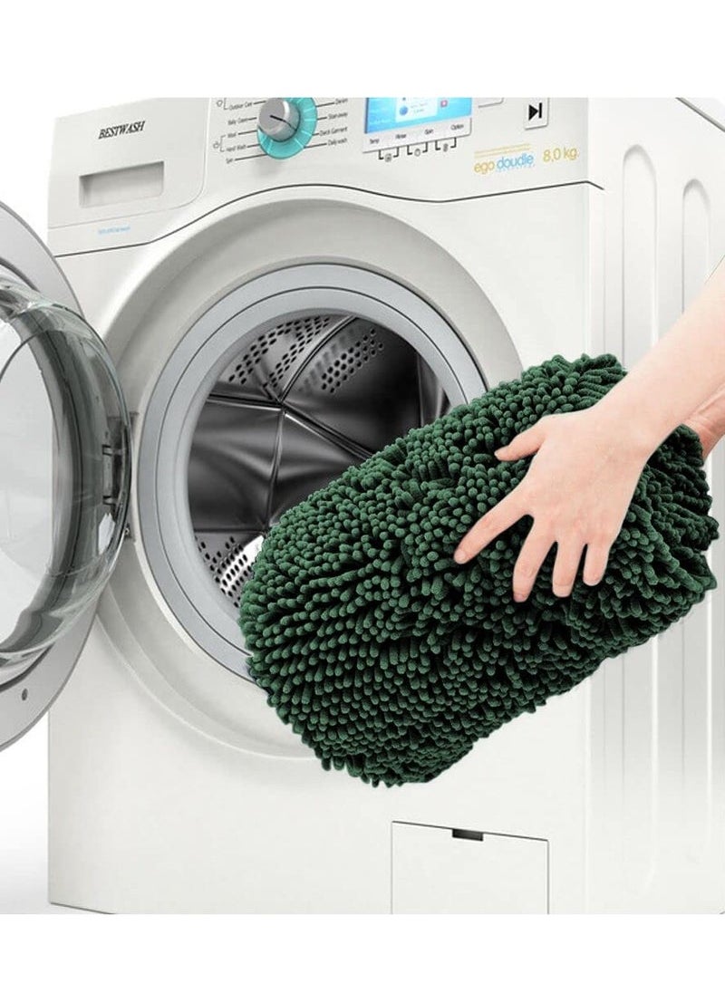 Captaintech Bathroom Rug，80x50 Anti-slip Bath Mat，Doormat，Soft and Cozy Rug，Bathroom Durable Thick Bath Towel，Easier to Dry，Bathtub Rug (Dark Green)  - Image 5