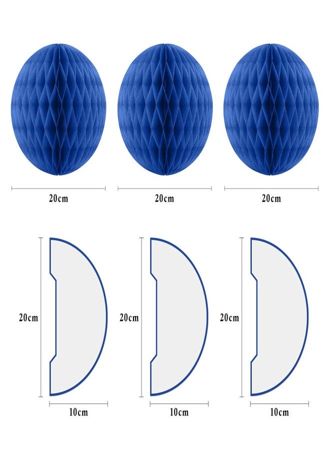 Binpeng Paper Fan for Decorations Paper Honeycomb Tissue Balls for Party Decoration Set of 3 Blue Paper Honeycomb Tissue Fans for Party Decoratio (3pcs loyal blue honneycombs) - Image 2