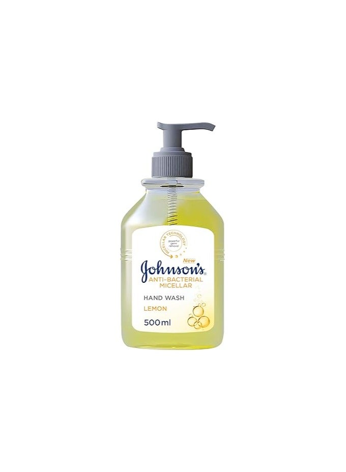 Hand Wash, Anti-Bacterial With Micellar Technology, Lemon, Enriched With Moisturising Agent To Protect Skin From Dryness 500ml