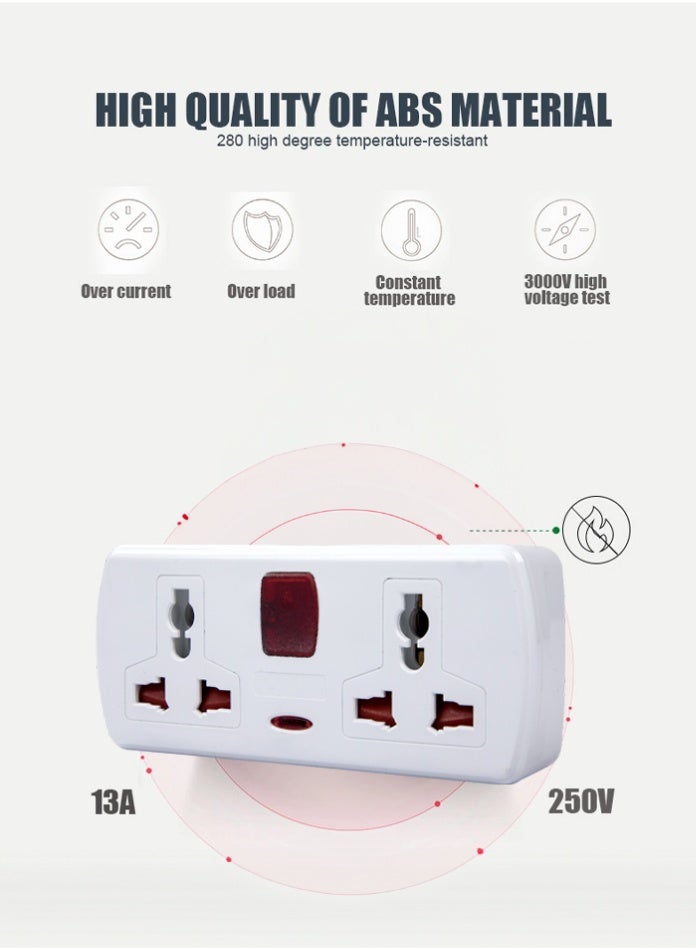 MODI 4-Way Extension Socket Multi Plug Wall Extender Universal Power Adapter withPower Switch Compact Extension Socket for Home, Office and Daily Use - Image 1