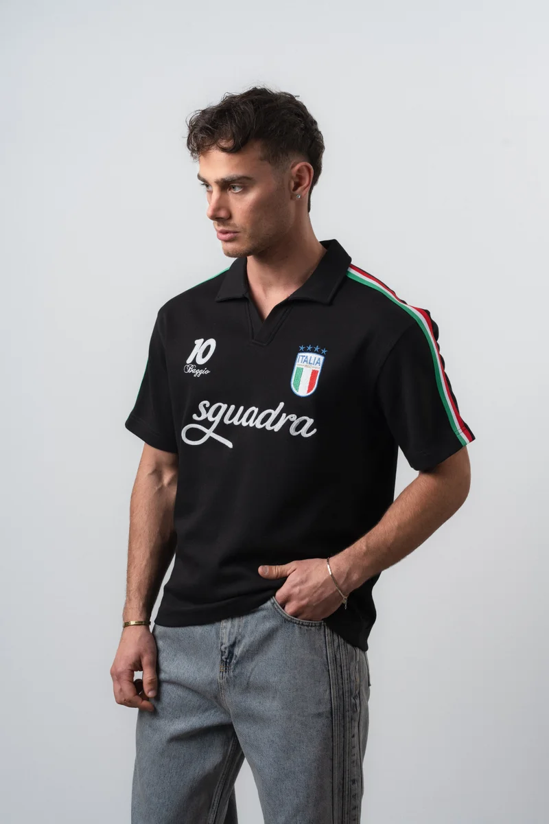 RESPIRE Men's Italy Retro Jersey T-Shirt Black
