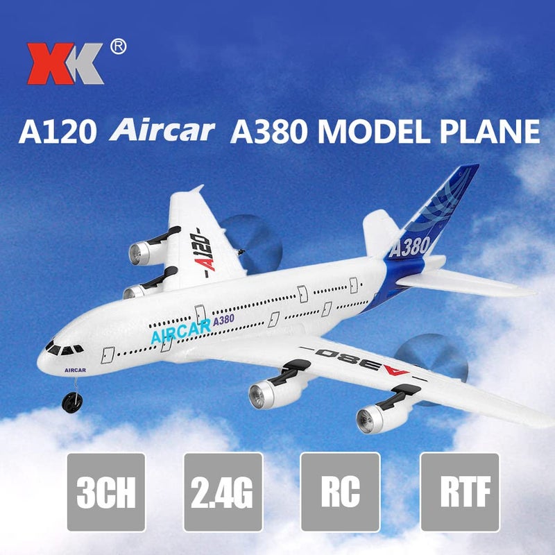 GoolRC RC Airplane, WLtoys XK A120 A380 Aircar Model Plane, 3CH 2.4G Remote Control Airplane, EPP Fixed-Wing RC Aircraft RTF Toy for Adults - Image 2