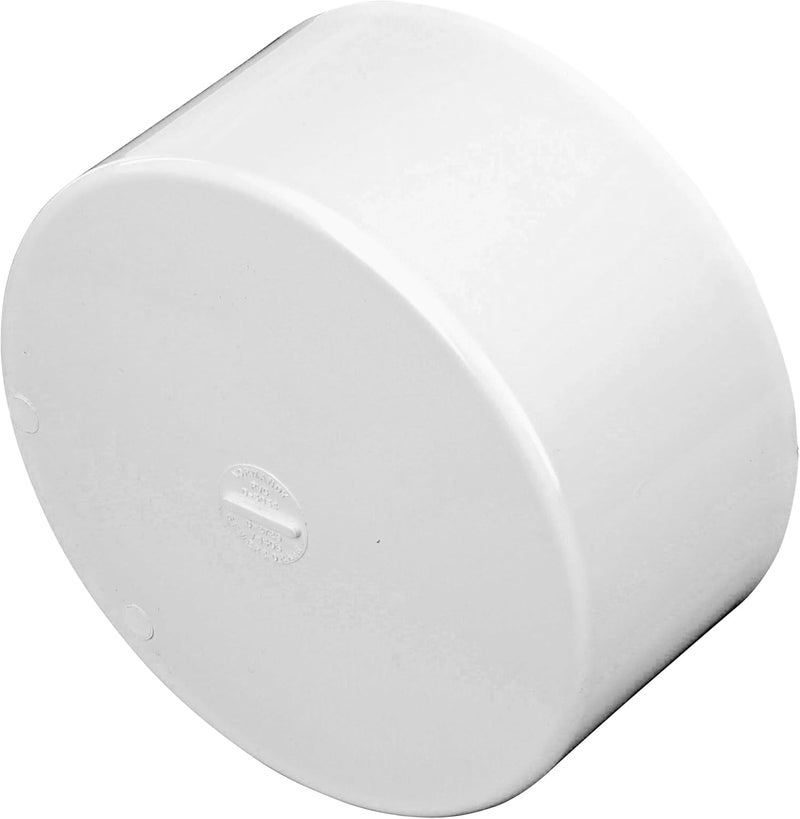 NDS 6P06 PVC S&D Cap, 6-Inch, Makes Solvent-Weld Connections, for Use with 6-Inch Sewer and Drain Pipe, White - Image 1