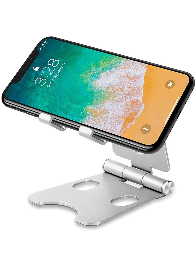 Raxoom Desktop Cell Phone Stand Double Adjustable Mobile Phone Tablet Holder Aluminum Portable Desk Stand Phone Stand Foldable - Image 1