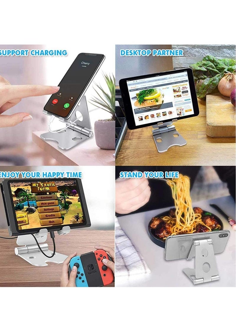 Raxoom Desktop Cell Phone Stand Double Adjustable Mobile Phone Tablet Holder Aluminum Portable Desk Stand Phone Stand Foldable - Image 2