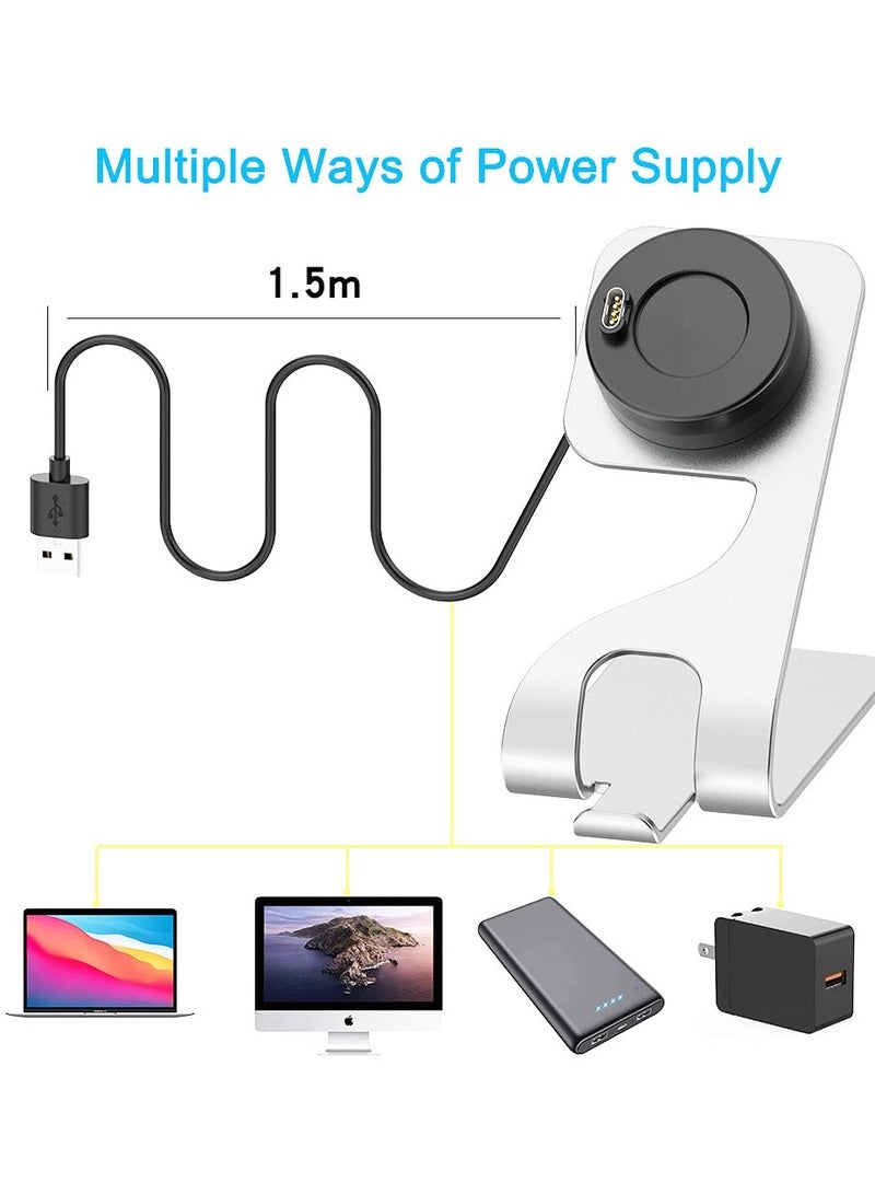 Excefore Charger Stand Dock Compatible with for Garmin Fenix 5 5S 5X Plus 6 6S 6X Pro 7 7S 7X, for Forerunner 45 45S 245 Music, for Vivoactive 3 4 4S, for Approach S40 S60 S12, for Venu Sq 2 2S Plus (Silver) - Image 3
