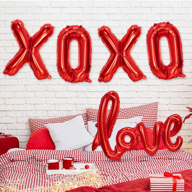 PatiCool XOXO and LOVE Balloons | Red Valentines Day Decorations Balloons | Mylar Foil Letter Balloons for Anniversary, Bachelorette, Wedding, Bridal Showers Party - Image 4