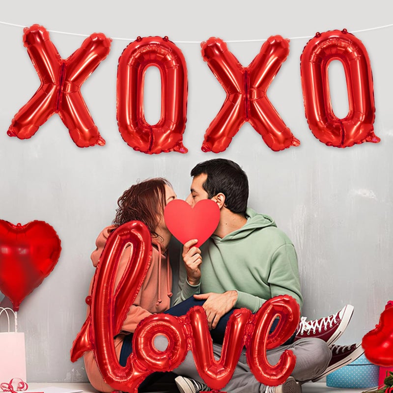 PatiCool XOXO and LOVE Balloons | Red Valentines Day Decorations Balloons | Mylar Foil Letter Balloons for Anniversary, Bachelorette, Wedding, Bridal Showers Party - Image 2