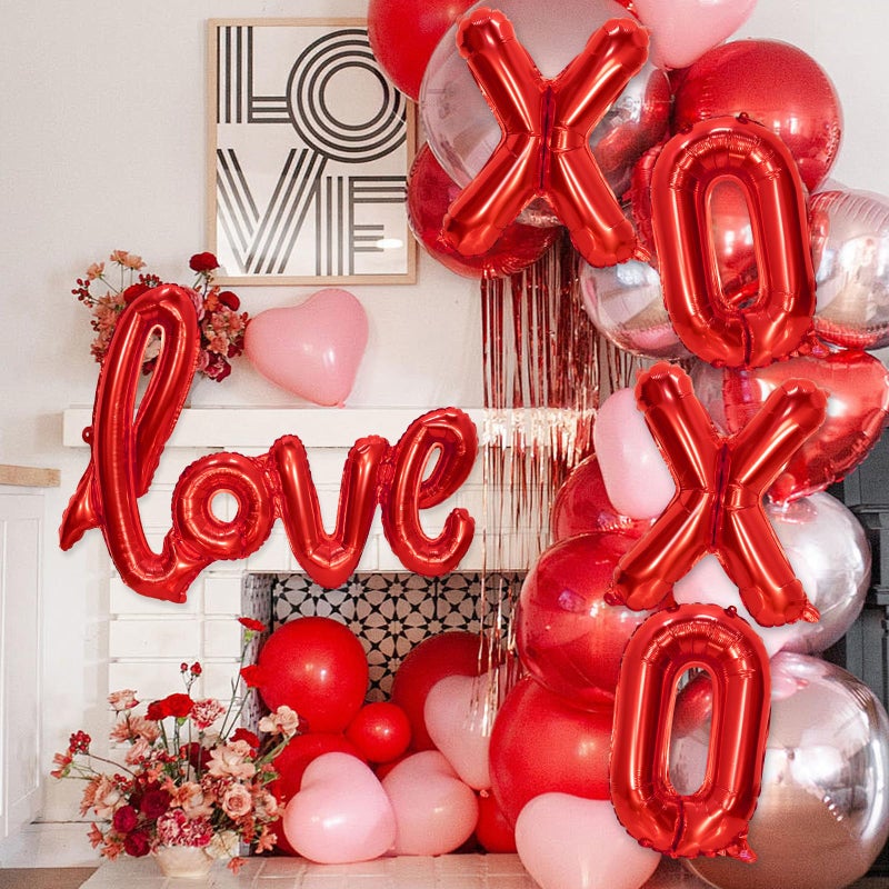 PatiCool XOXO and LOVE Balloons | Red Valentines Day Decorations Balloons | Mylar Foil Letter Balloons for Anniversary, Bachelorette, Wedding, Bridal Showers Party - Image 5
