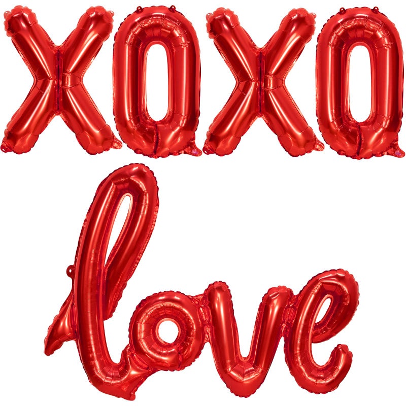 PatiCool XOXO and LOVE Balloons | Red Valentines Day Decorations Balloons | Mylar Foil Letter Balloons for Anniversary, Bachelorette, Wedding, Bridal Showers Party - Image 1