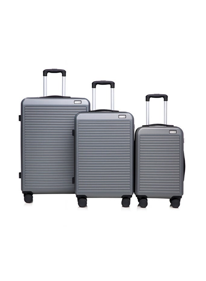 Space Luggage Set of 3 Hardside with Spinner Wheels & Lightweight ABS Luggage for Travel, 28/24/20, Grey - Image 1