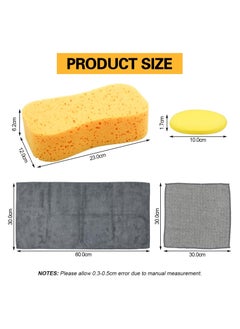 Dondeen Car Cleaning Kit 9 Pcs  jumbo Car Sponge Super Absorbent Car Wash Sponges Thick Microfibre Cleaning Cloth Scratch Free Double side Car Wash Mitts Waxing sponge for Windscreen Bodywork Inside  - Image 2