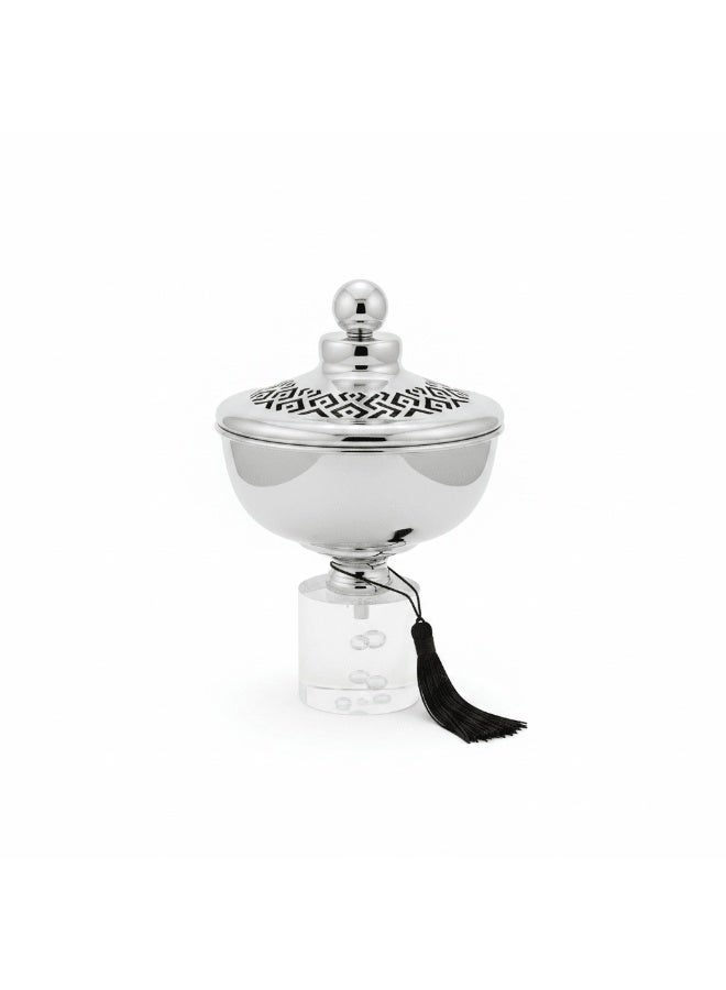 AKDC Acrylic Footed Silver Metal Candy Bowl with Lid - 22 x 13 cm - Image 2