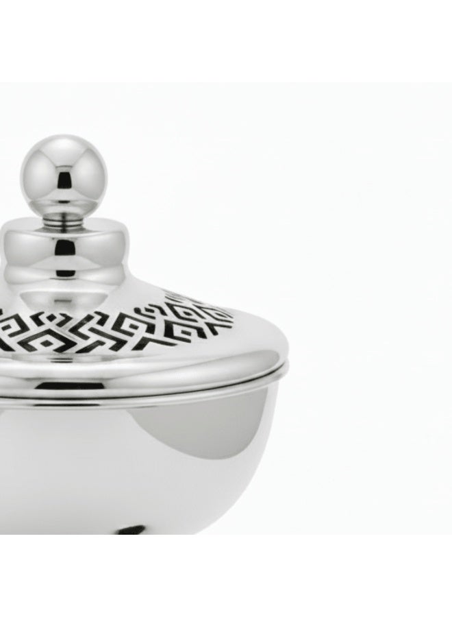 AKDC Acrylic Footed Silver Metal Candy Bowl with Lid - 22 x 13 cm - Image 1