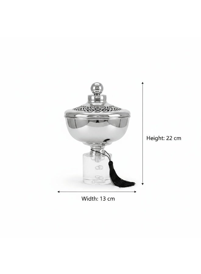 AKDC Acrylic Footed Silver Metal Candy Bowl with Lid - 22 x 13 cm - Image 3