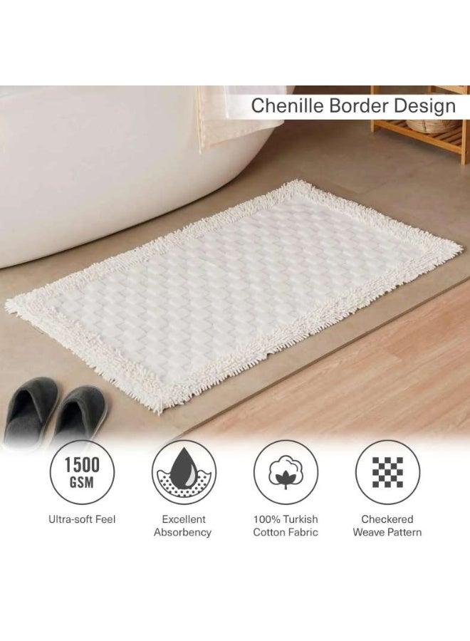 Pan Home حصيرة حمام بإطار مربعات 60x90 سم - أبيض - Image 5