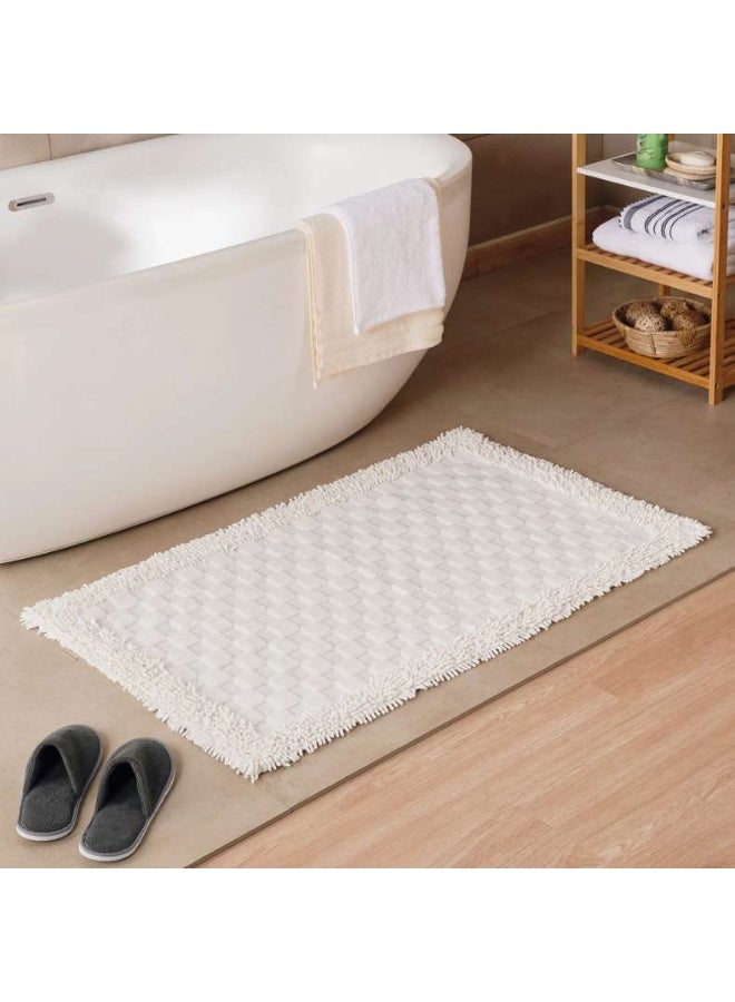 Pan Home حصيرة حمام بإطار مربعات 60x90 سم - أبيض - Image 1