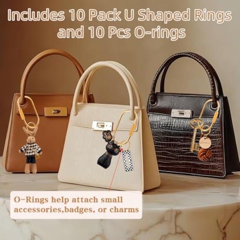 10 Pack Brass Key Rings Bulk, Gold Key Chain Organizer Holder for Men Women with Secure Screw Locking, Cute Purse Bag Charms for Handbags, Small Carabiner Clip for Dog Leash Pet Tags - Image 4