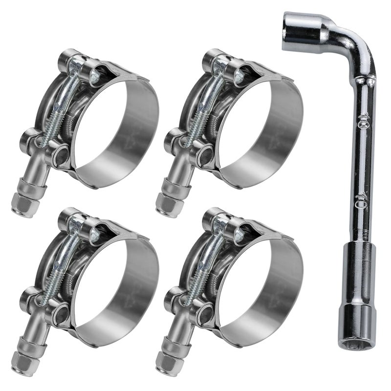 PEROMI 4 Pack 2 Inch T Bolt Hose Clamps Working Range 5865mm for 2 Inch Hose ID Stainless Steel Turbo Intake Intercooler Clamps