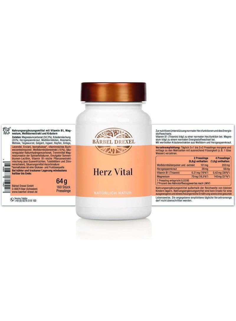 Baerbel-Drexel Heart Vital with Hawthorn, Motherwort, Melissa, Gentian, Magnesium & Vitamins – Pack of 160 Tablets – Supports Blood Pressure, Cardiovascular System, and Blood Vessels - Image 3