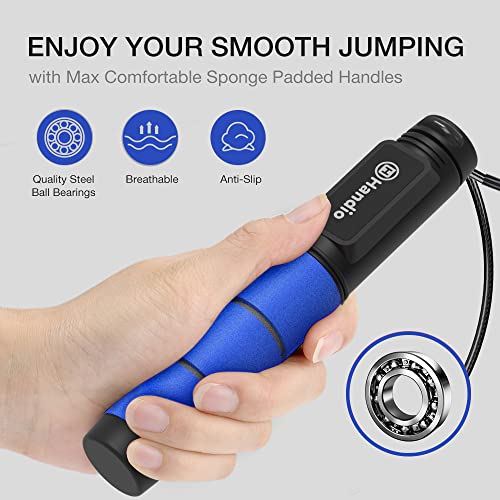H HANDIO Jump Rope, H Handio Jump Rope with Counter, Workout Jumping Rope with Steel Ball Bearings, Adjustable Length Speed Skipping Rope for Men Women Kids Home Gym, Crossfit, Fitness Exercise (Blue) - Image 3