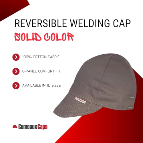 Comeaux Caps Reversible Welding Cap Solid Grey Size 7 5/8 - Image 2