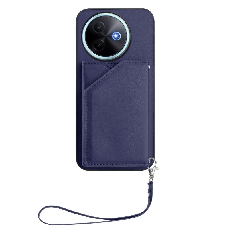 erorex For vivo Y39 5G / Y300i  Feel Four Card Slots Phone Case with Wrist Strap(Blue) - Image 2