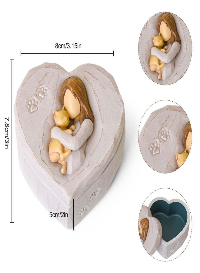 thovorrnl Orange Cat Figurines Memorial Gifts for Cat Lovers, Resin Hand-Painted Keepsake Box with Carved Paw Prints - Image 2