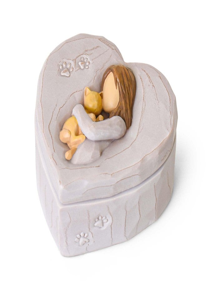 thovorrnl Orange Cat Figurines Memorial Gifts for Cat Lovers, Resin Hand-Painted Keepsake Box with Carved Paw Prints - Image 1
