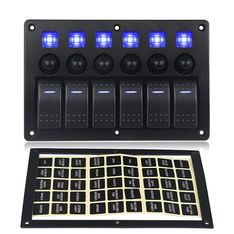 Wivplex 6 Gang Toggle Rocker Switch Panel - Image 1