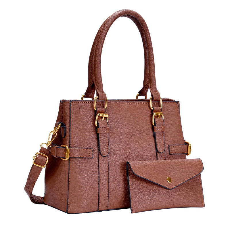 Tigpoy Women's Handbags Fashion Leather Handbags Purses For Women Tote Bag Shoulder Bag Top Handle Satchel Purse (Brown) - Image 1