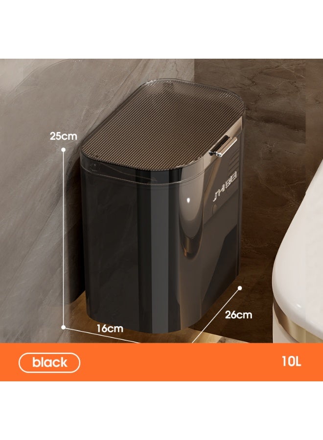 Noon East Plastic Kitchen Compost Bin for Counter Top or Under Sink, Hanging Small Kitchen Trash Can with Lid for Kitchen, Bathroom, 26 x 16 x 25 cm, Black - Image 2