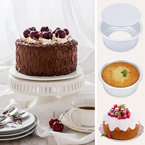 AWTBDP 4 Inch Round Cake Pan Set of 8, Nonstick Aluminum Baking Pans with 100 Sheets Parchment Paper, Easy Pop Out Removable Bottom Cake Pans for Mini Cheesecakes, Dessert, Pizzas and Quiches - Image 5