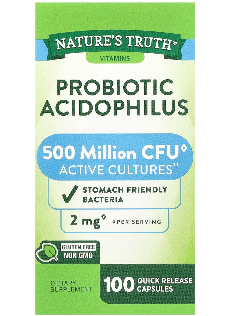 Nature's Truth Probiotic Acidophilus, 2 mg , 100 Quick Release Capsules (1 mg per Capsule) 