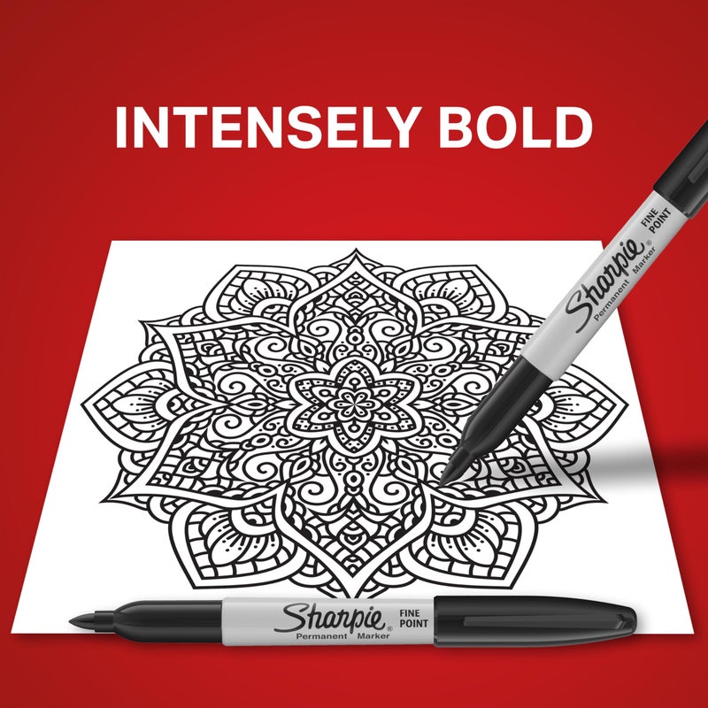 Sharpie ماركر شاربى دائم، نقطة رفيعة، أسود، 5 قطع - Image 4