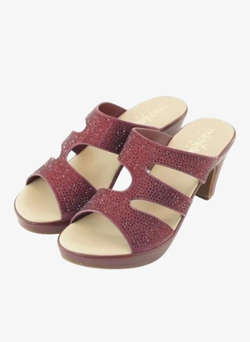Michelle Morgan Bordo 092-3097 Michelle Morgan Ladies Mid Heel Sandals 514ZD097 Bordo for Women | Best Price UAE