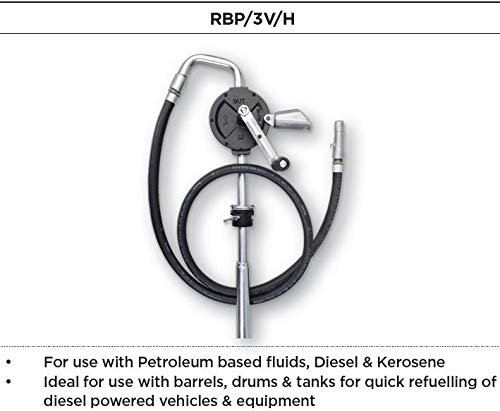 Groz 44081 Fuel Transfer Pump, Rotary Hand Pump with Suction Tube, 8' Discharge Hose for Oil, Diesel - Image 3