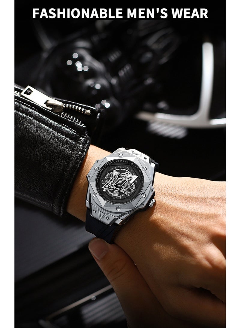 BINBOND Men's Waterproof Skeleton Quartz Watch with Luminous Display - Image 2