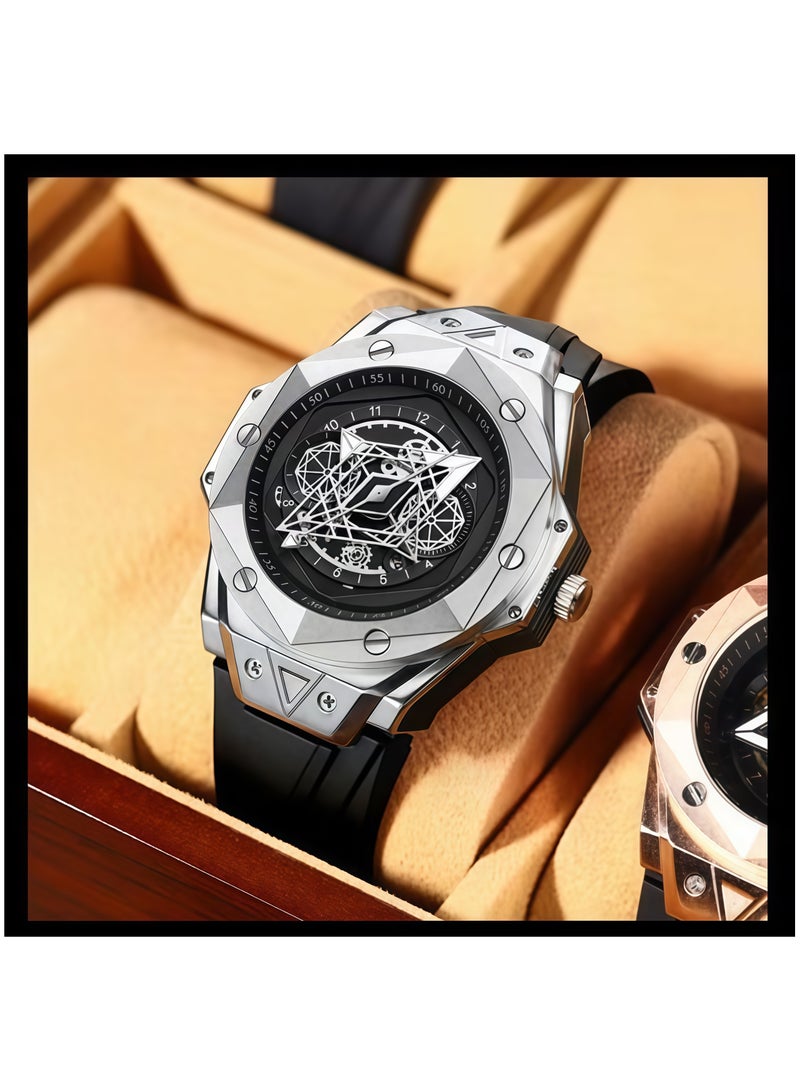 BINBOND Men's Waterproof Skeleton Quartz Watch with Luminous Display - Image 3