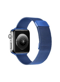 Replacement Strap Double Section Milanese Magnetic Elasticity Strap Watch Band For Apple Watch Series 9&8&7 41mm / SE 3&SE 2&6&SE&5&4 40mm / 3&2&1 38mm Blue